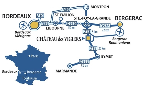 plan pour aller au château des Vigiers